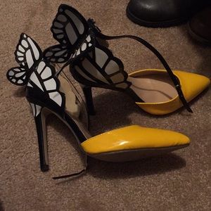 Yellow butterfly heels